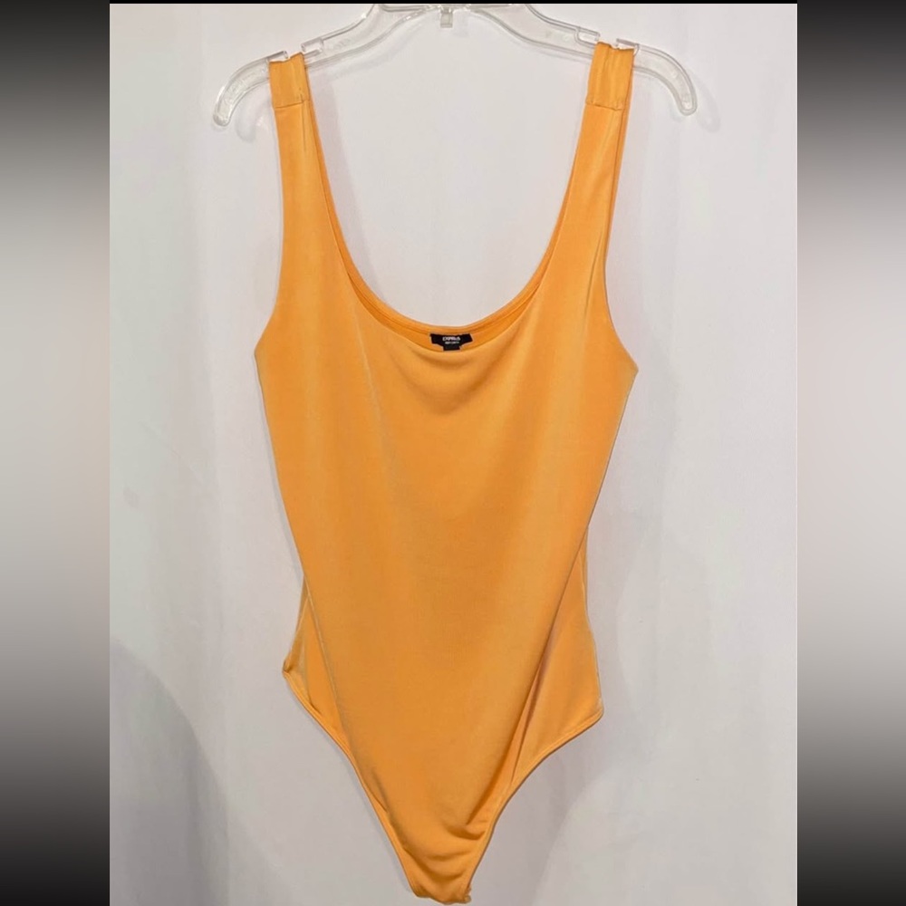 Express Scoop Neck Bodysuit Top - Mustard Yellow